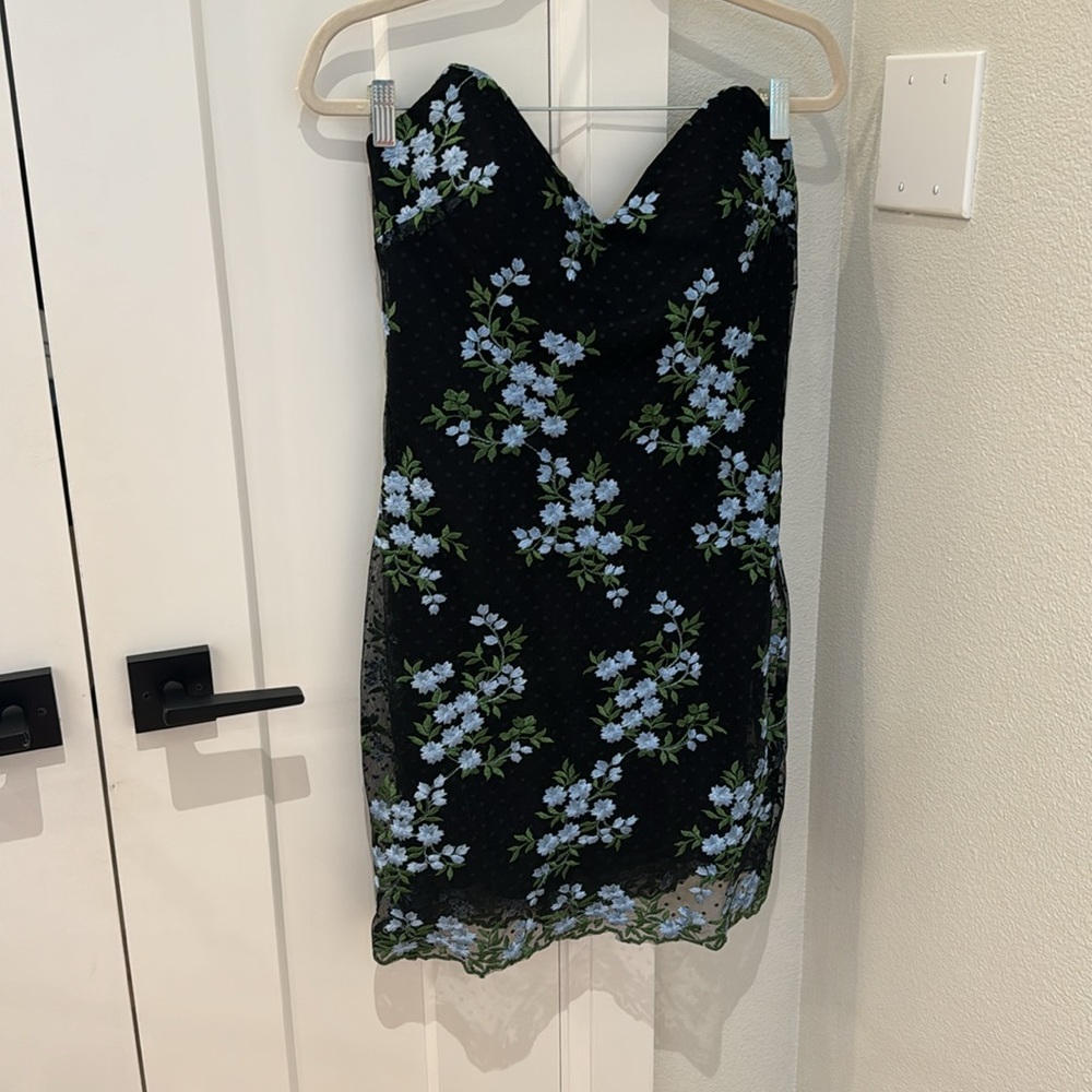 Jovani Floral Embroidered Strapless Dress